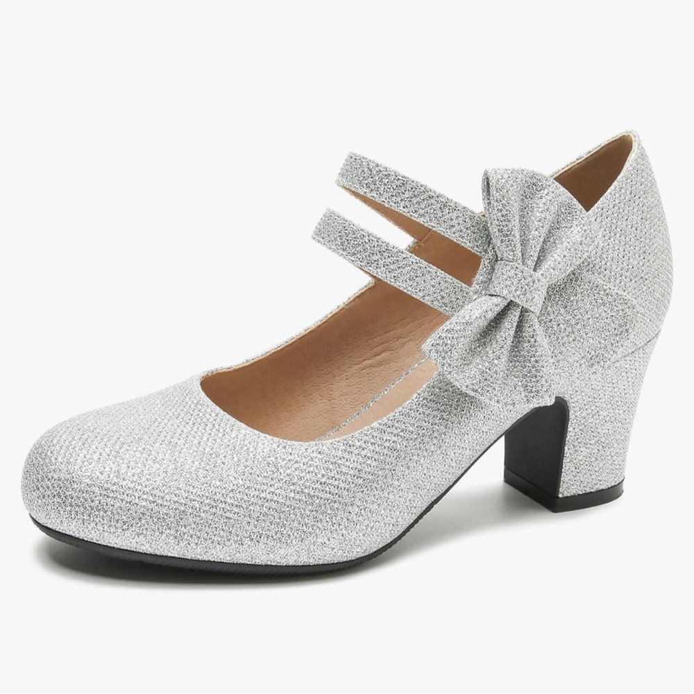 Chic Silver Women's Double Strap Heels